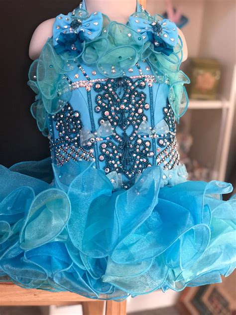 High Glitz Beauty Pageant Cupcake Dress Size 3 Or 4 Pool Blue Etsy