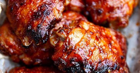 Baked Bbq Chicken Thighs Recipe Yummly Baked Bbq Chicken Thighs