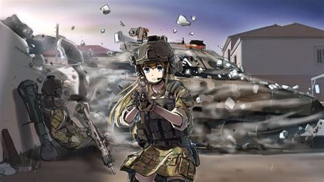 Desktop Wallpaper Original Characters Military Anime Girl Hd Image