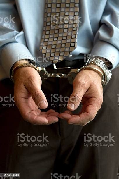 White Collar Criminal Under Arrest Front View Stock Photo Download