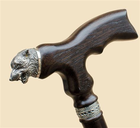 Wolf Wooden Walking Stick Canes For Men Sturdy Unique Hand Carved Wood Cane Ebay