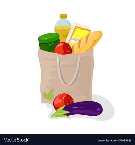 Cartoon Grocery Food Shopping Royalty Free Vector Image
