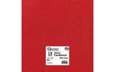 Paper Accents Glitter Cardstock 12x 12 85lb 15pc Red