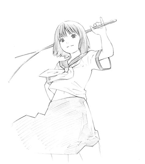 Yoshitomi Akihito Original 1girl Greyscale Monochrome School