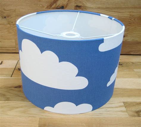 Handmade Drum Lampshade In Blue Clouds Swedish By Heatherandlinen Cloud