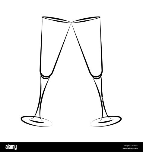 Deux Verres De Champagne Dessin Simple Illustration Vecteur Eps10 Image
