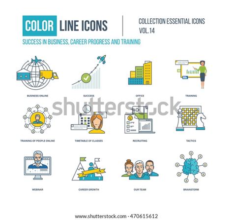 Color Line Icons Collection Business Online Stock Vector Royalty Free