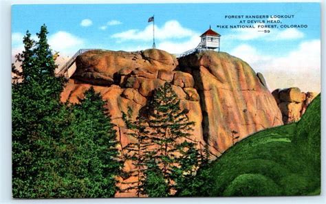 Devils Head Co Colorado ~ Forest Ranger Lookout C1940s Linen Postcard