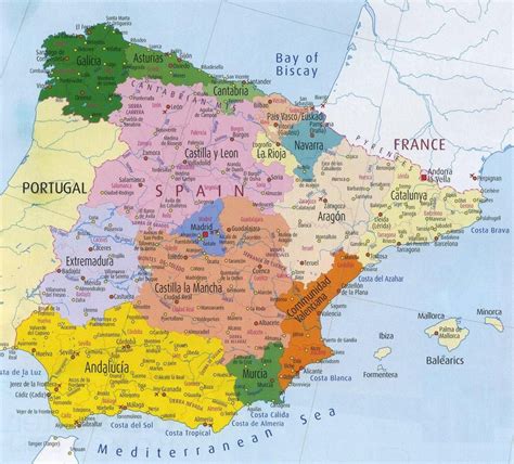 Mapa Da Região Da Espanha Mapa Detalhado Da Espanha Com Regiões Sul
