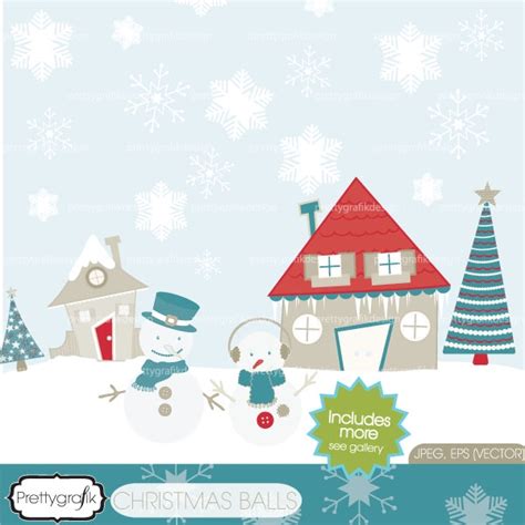 Holiday Christmas Scene Clipart Commercial Use Vector Graphics
