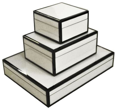 Lacquered Boxes White And Black Trim Modern Decorative Boxes By