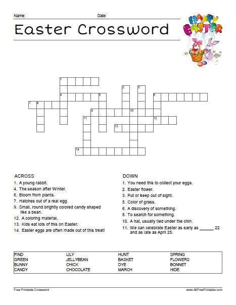 This list includes easter printable packs, easter learning activities, easter math worksheets, easter games, easter fine motor activities, easter crafts religious easter word search puzzle from real life at home. Easter Crossword Puzzle | AllFreePrintable.com