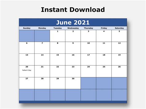 Any Year Calendar Excel Monthly Calendar Print Ready Etsy