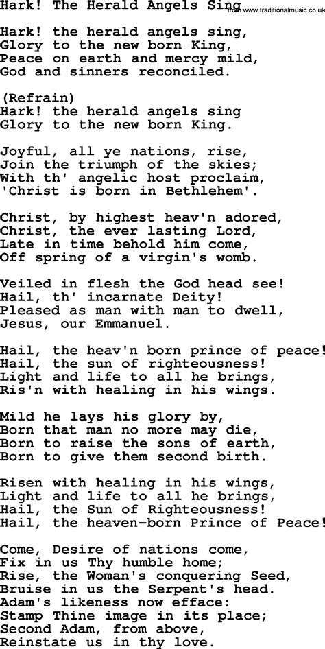 Catholic Hymns Song Hark The Herald Angels Sing Lyrics And PDF