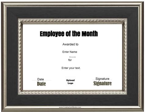 Free Custom Employee Of The Month Certificate