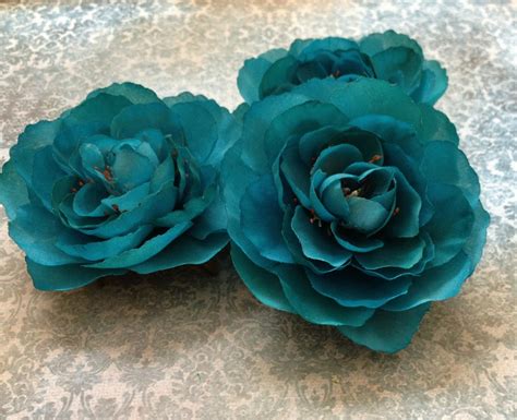 Silk Flowers Three Turquoise Ranunculus 3 By Blissfulsilks