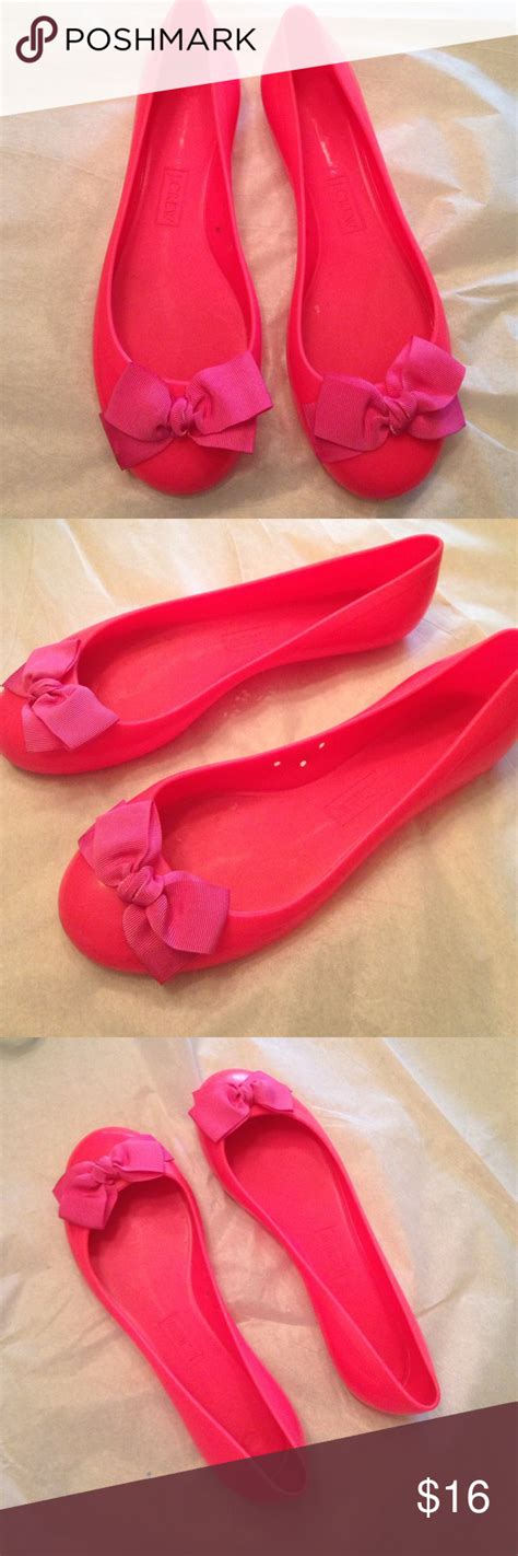 j crew pink jelly ballet flats with bow size 7 jelly ballet flats ballet flats flats