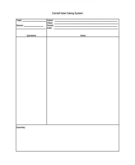 Free download template for printing post it notes fresh printed newsletter picture. 9+ Cornell Note Taking Templates | Sample Templates