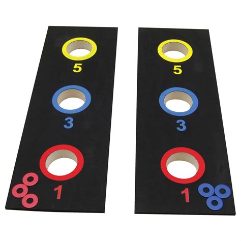 Each player is given three washers each. Triumph Sports 2-in-1 Bean Bag Toss / 3-hole Washer Toss ...