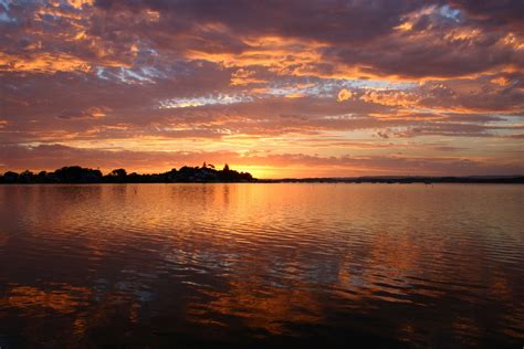 Beautiful Calmness Clouds Dusk Lake Lake Macquarie Nature Orange