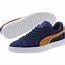 Mens  Puma Suede Classic Terry Low Top Sneakers Blue Depths Inca Gold