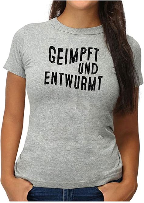 Om3® Geimpft Und Entwurmt T Shirt Damen Fun Spruch S Xxl Amazonde Bekleidung