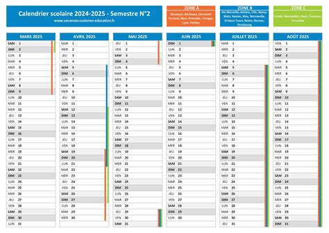 Calendrier Scolaire 2024 2025 à Imprimer