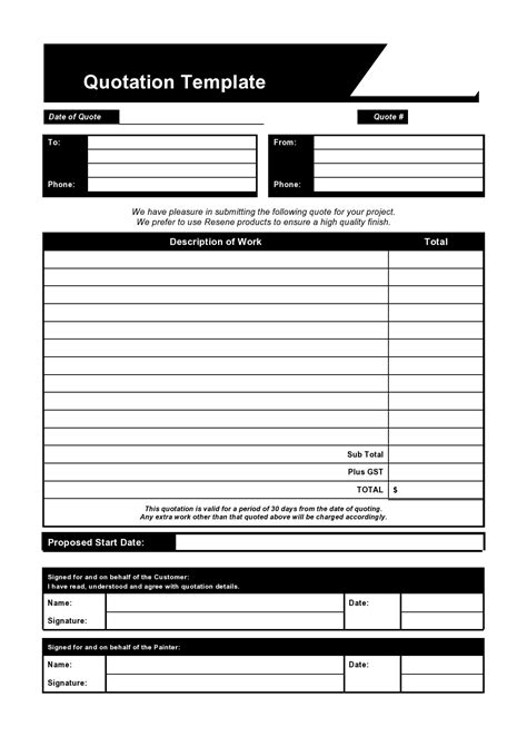 Service Quotation Template Word