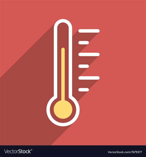 Temperature Level Flat Longshadow Square Icon Vector Image