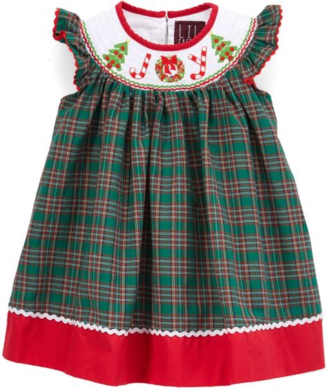 Green And Red Plaid Christmas Joy Smocked Bishop Dress Infant Toddler