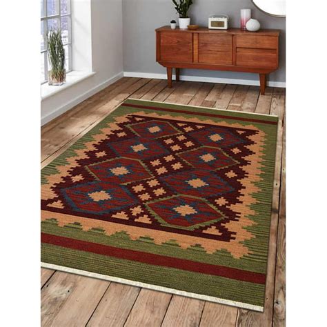 Rugsotic Carpets Hand Woven Flat Weave Kilim Wool 5x8 Area Rug