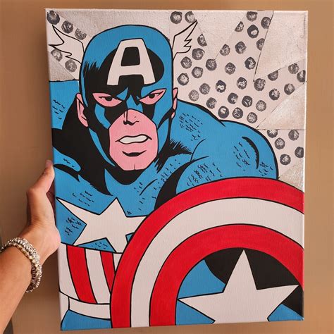 Captain America Pop Art Painting Etsy
