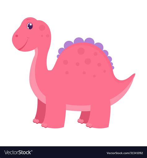 Cute Cartoon Pink Dinosaur For Kids Royalty Free Vector