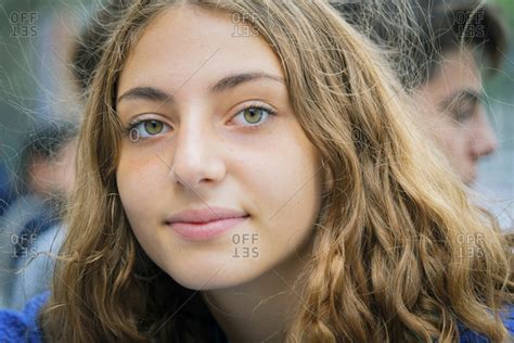 Close Up Of Teenage Girl With Wavy Hair Stock Photo Offset