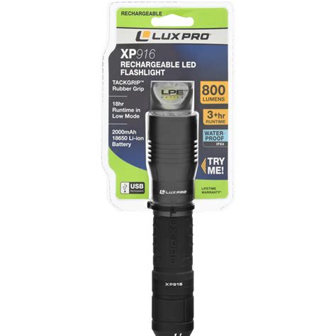 Luxpro Rechargeable 800 Lumen Led Flashlight Black 1 Each Instacart