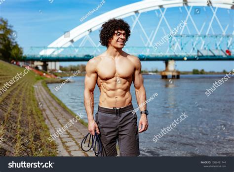 Strong Bodybuilder Naked Torso Six Pack Stock Photo