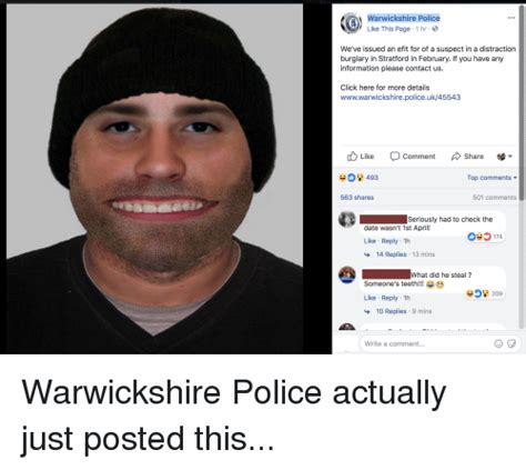 warwickshire police like this page 1 hr we ve issued an efit for of a suspect in a distraction