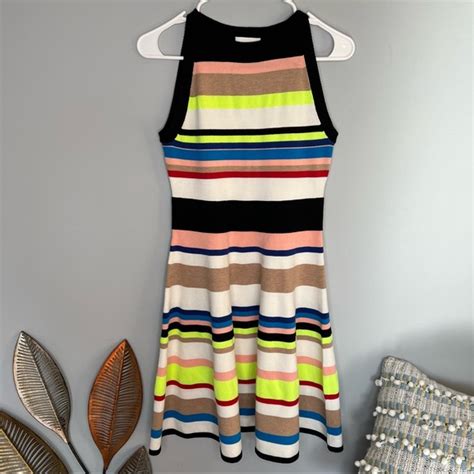 milly dresses rare milly sleeveless striped multicolored dress poshmark