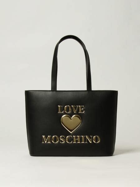Love Moschino Shoulder Bag With Logo Black Tote Bags Love Moschino