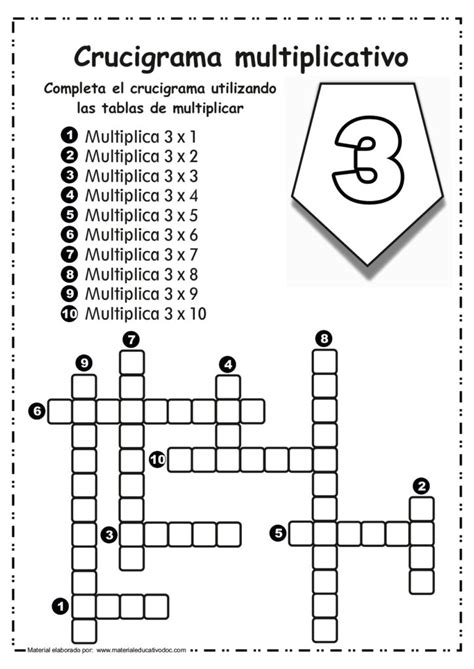 Crucigrama Multiplicativo Tablas De Multiplicar Actividades My Xxx