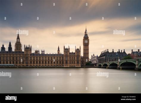 Houses Of Parliament Under A Cloudy Sky Long Exposure Version London