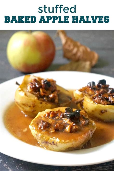 Stuffed Baked Apple Halves With Walnuts Brown Sugar And Cinnamon In A