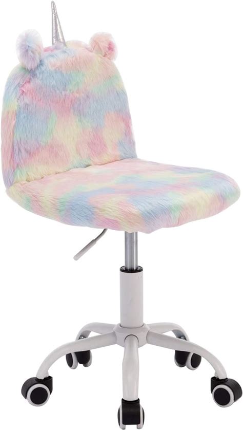 Wahson Childrens Swivel Chair Desk Chair Colourful Faux Fur Soft Youth