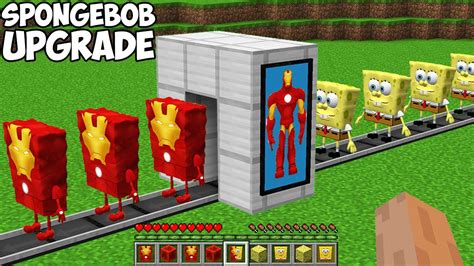 How Spongebob Upgraded To Iron Man New Superhero Ironbob In Minecraft