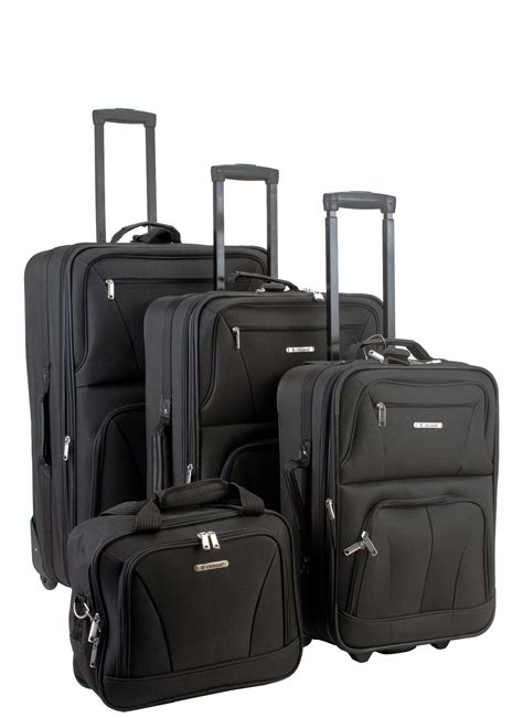 Rockland Fox Luggage 4 PIECE BLACK LUGGAGE SET