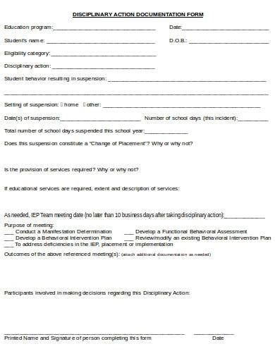 FREE Babe Disciplinary Action Form Samples Templates In PDF MS Word