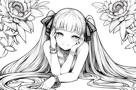 Premium Ai Image A Drawing Of A Girl With Long Hair And A Bow On Her Head