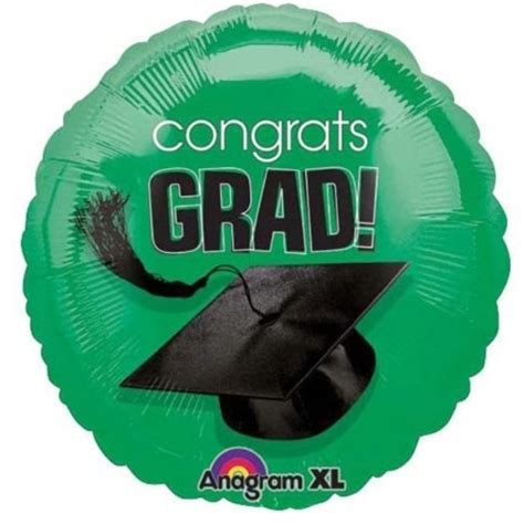18in Graduation School Colors Green Foil Balloon Balloon