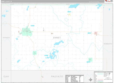Emmet County Ia Wall Map Premium Style By Marketmaps Mapsales