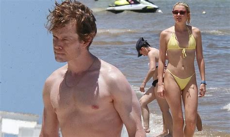 shirtless alfie allen joins bikini clad ex girlfriend allie teilz for trip to the beach in miami